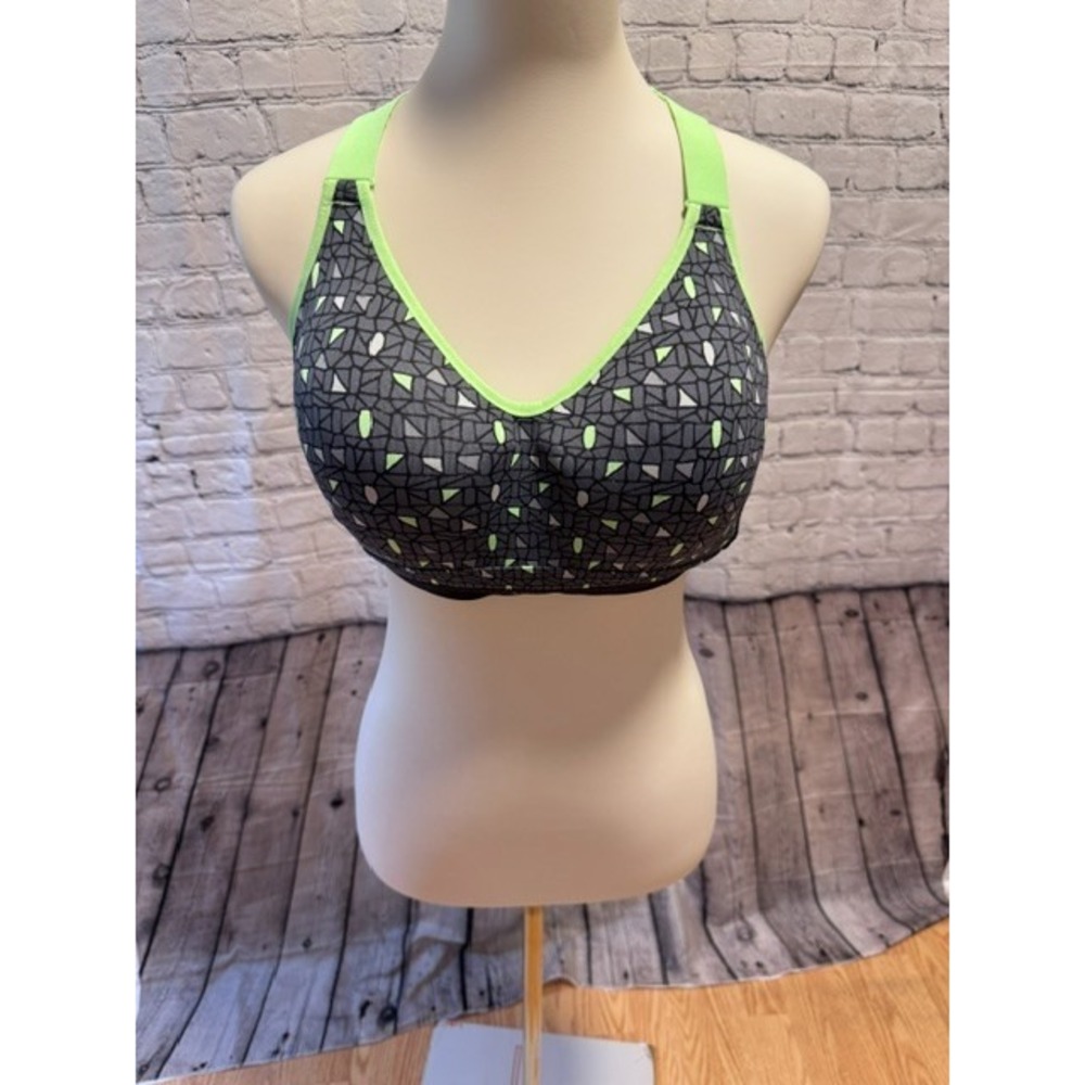 Victoria's Secret VSX Incredible Max Support Sports Bra 38C Green Gray EUC